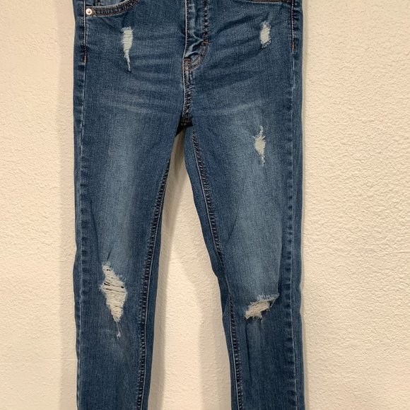 Wild Fable Highest Rise Skinny Jeans Blue Stretch Distressed Holes 24x27.5 Sz 00 - Picture 5 of 12